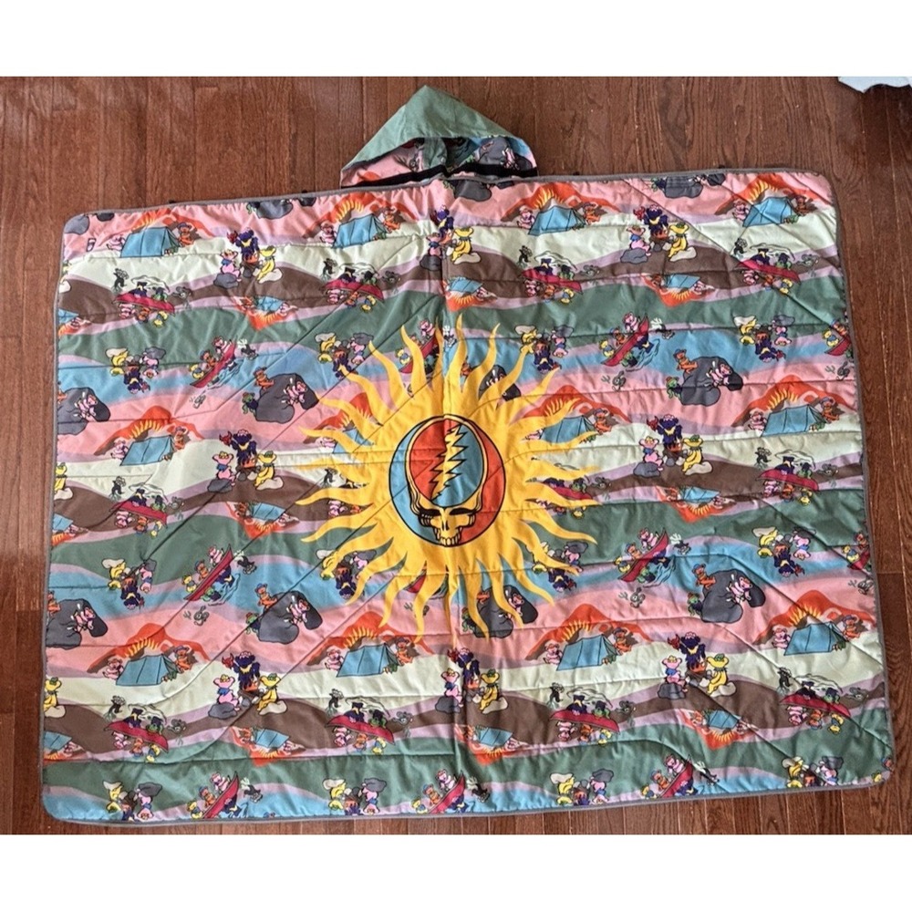 Grateful Dead Terrapin Sunshine Water Resistant PONCHO Poly Shell Hooded RARE